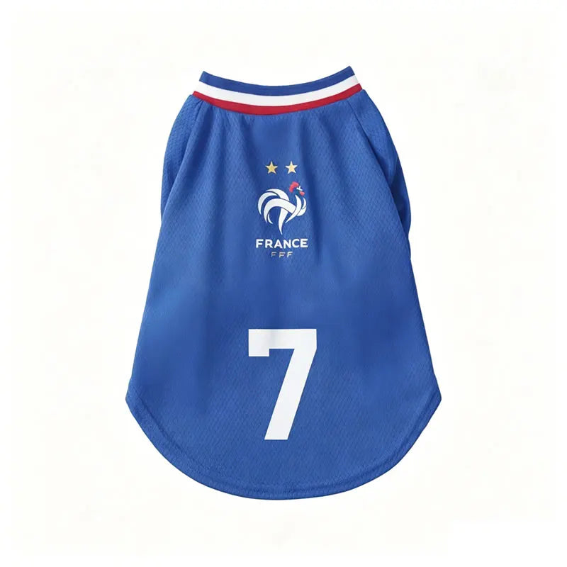 French Football team Pet Breathable Mesh Jersey Summer Quick Dry Vest Thin Cool T Shirt Clothes for Cats Dogs Puppy