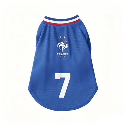 French Football team Pet Breathable Mesh Jersey Summer Quick Dry Vest Thin Cool T Shirt Clothes for Cats Dogs Puppy