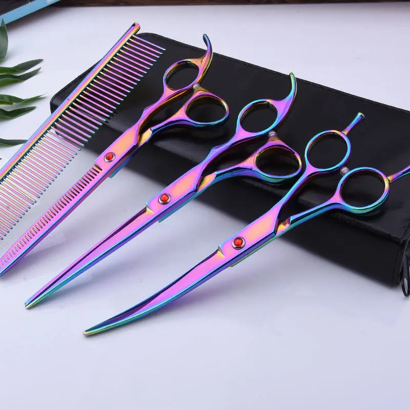Professional Grooming Shears For Dogs Pet Hair Grooming Scissors Kit with Safety Round Tip