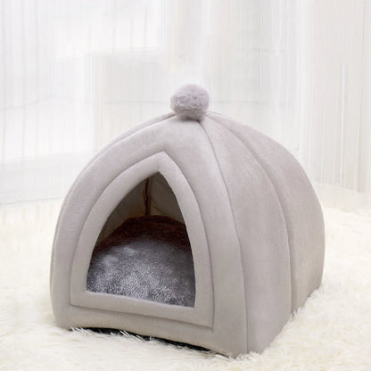 🏠 Cute Plush Cat House Bed