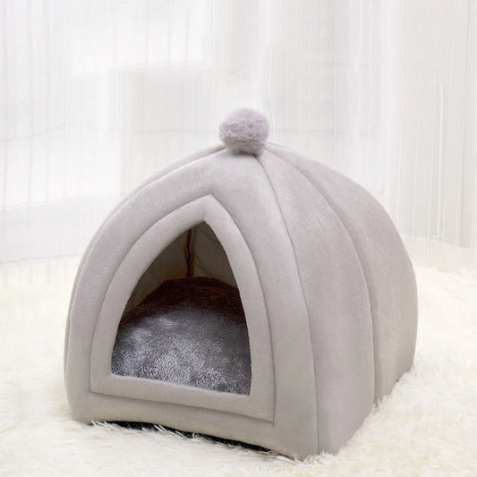 🏠 Cute Plush Cat House Bed