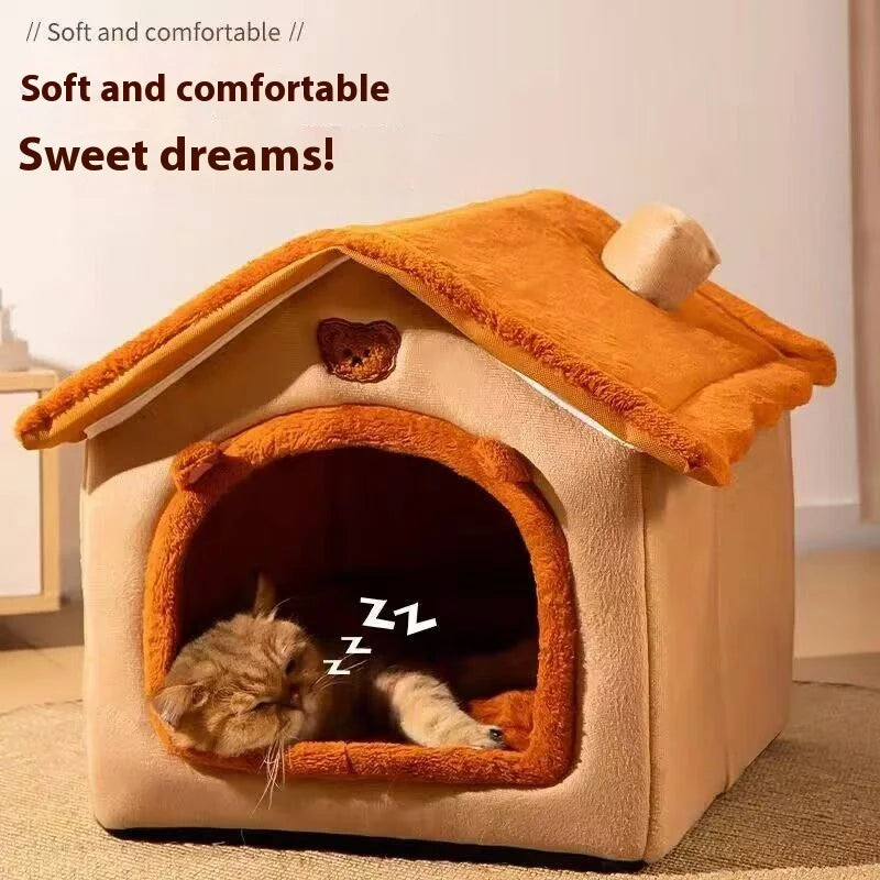 🏠 All-Season Cozy Pet House Bed