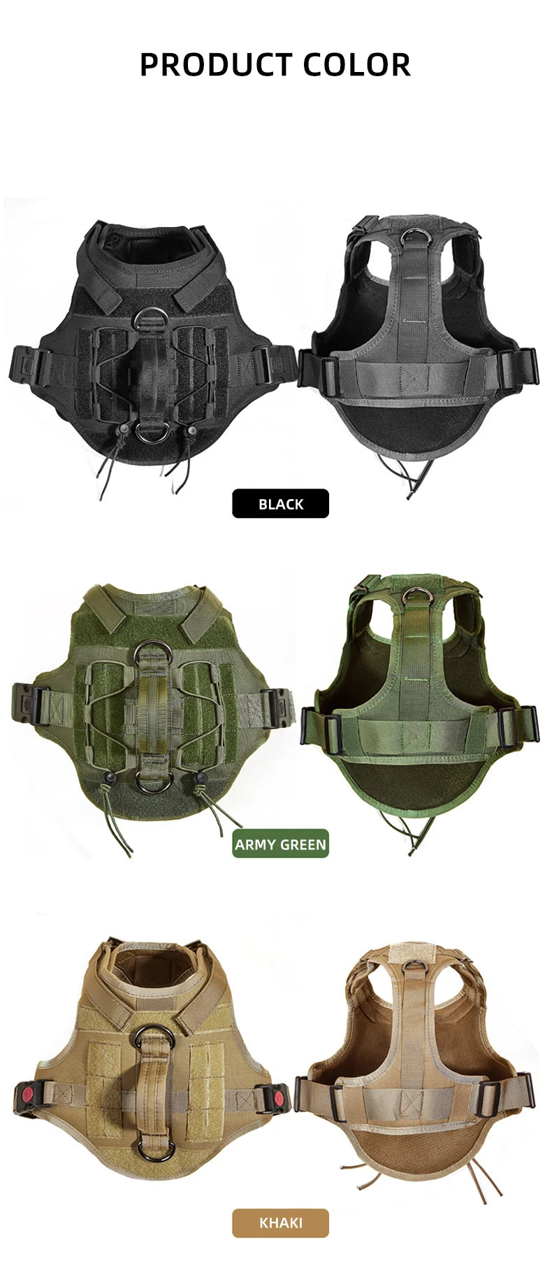 Tactical Dog Vest Harness No Pull Comfortable Adjustable Pet Harness For Medium Large Dog Military Training With Handle Labrador