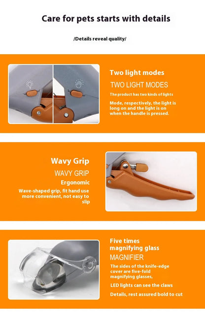 Professional Pet Nail Clipper Scissors With LED Light Cat Dog Nail Clippers Tool Scissors Nail Toeclaw Cutter Scissors Pet Suppl