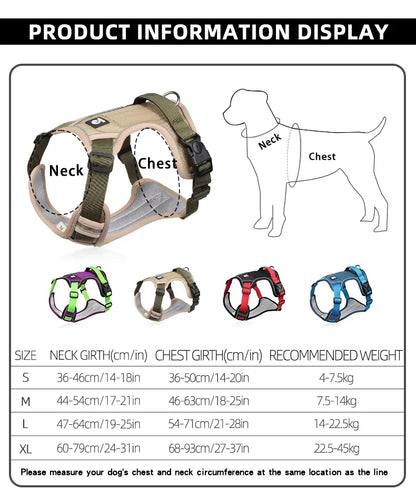 Anti-Pull Reflective Dog Harness with Multi-Point Adjustment No Pull Pet Vest for Pet Dogs Chew Proof and Durable