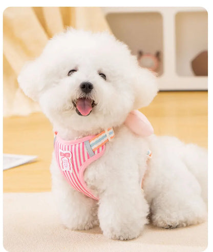 Dog harness with bow, all-season small breed no-pull leash, anti-escape leash for pet walking and gardening