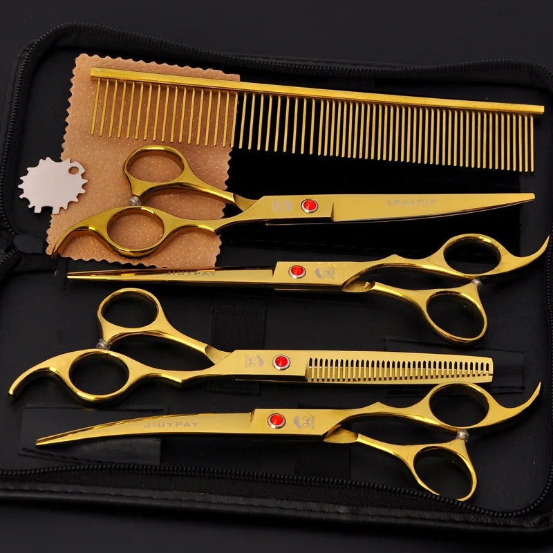 Professional Grooming Shears For Dogs Pet Hair Grooming Scissors Kit with Safety Round Tip