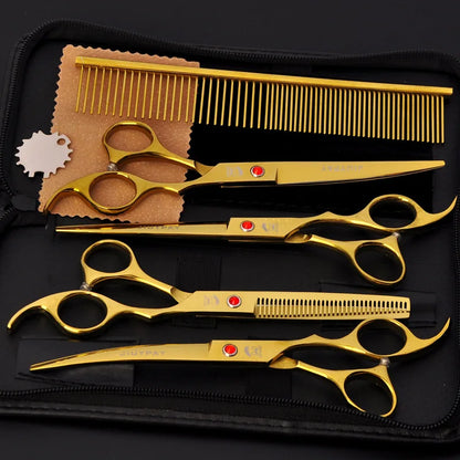 Professional Grooming Shears For Dogs Pet Hair Grooming Scissors Kit with Safety Round Tip