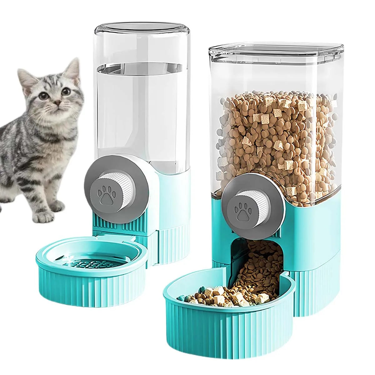 Automatic Pet Water Dispenser and Feeder Set, Hanging Water Dispenser, Automatic Cat Feeder, Dog Hanging Cage Water and Food Supplies, Cat Bowl, Dog Food Bowl
