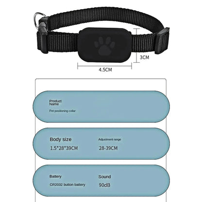 Waterproof Pet GPS Tracker - Dog & Cat Locator, with Adjustable Collar Anti Lost Dogs Real-time Tracking Device for iOS/Android