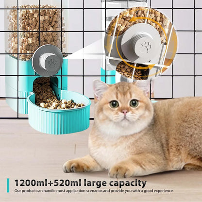 Automatic Pet Water Dispenser and Feeder Set, Hanging Water Dispenser, Automatic Cat Feeder, Dog Hanging Cage Water and Food Supplies, Cat Bowl, Dog Food Bowl