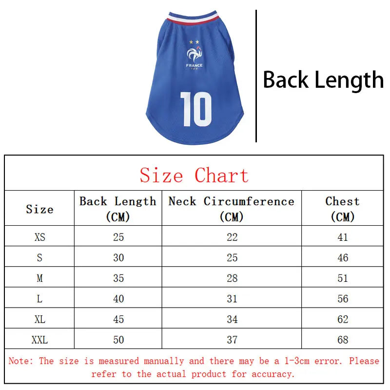 French Football team Pet Breathable Mesh Jersey Summer Quick Dry Vest Thin Cool T Shirt Clothes for Cats Dogs Puppy