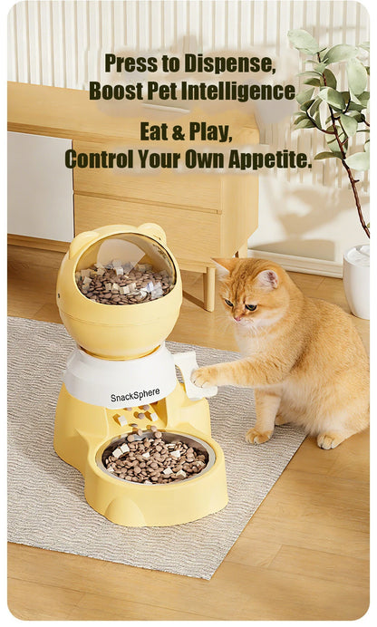Push-Button Automatic Pet Feeder - Large Capacity Anti-Spill Food Dispenser for Cats & Dogs
