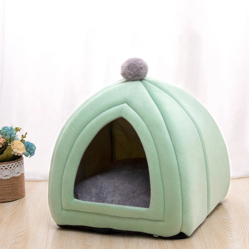 🏠 Cute Plush Cat House Bed