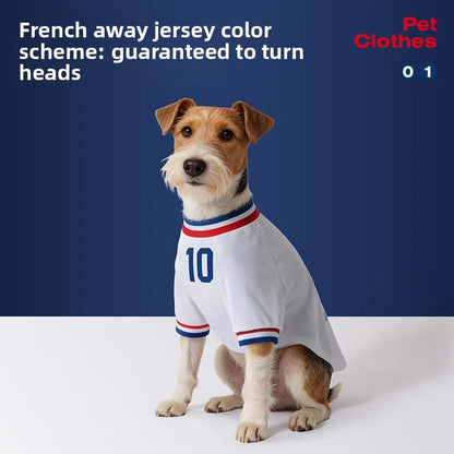French Football team Pet Breathable Mesh Jersey Summer Quick Dry Vest Thin Cool T Shirt Clothes for Cats Dogs Puppy