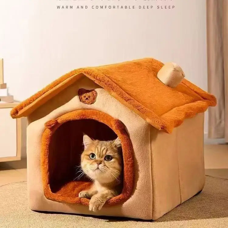 🏠 All-Season Cozy Pet House Bed