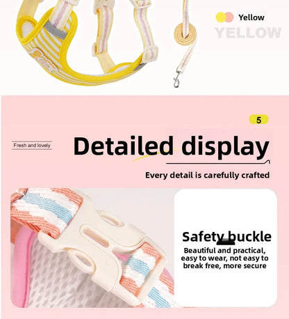 Dog harness with bow, all-season small breed no-pull leash, anti-escape leash for pet walking and gardening