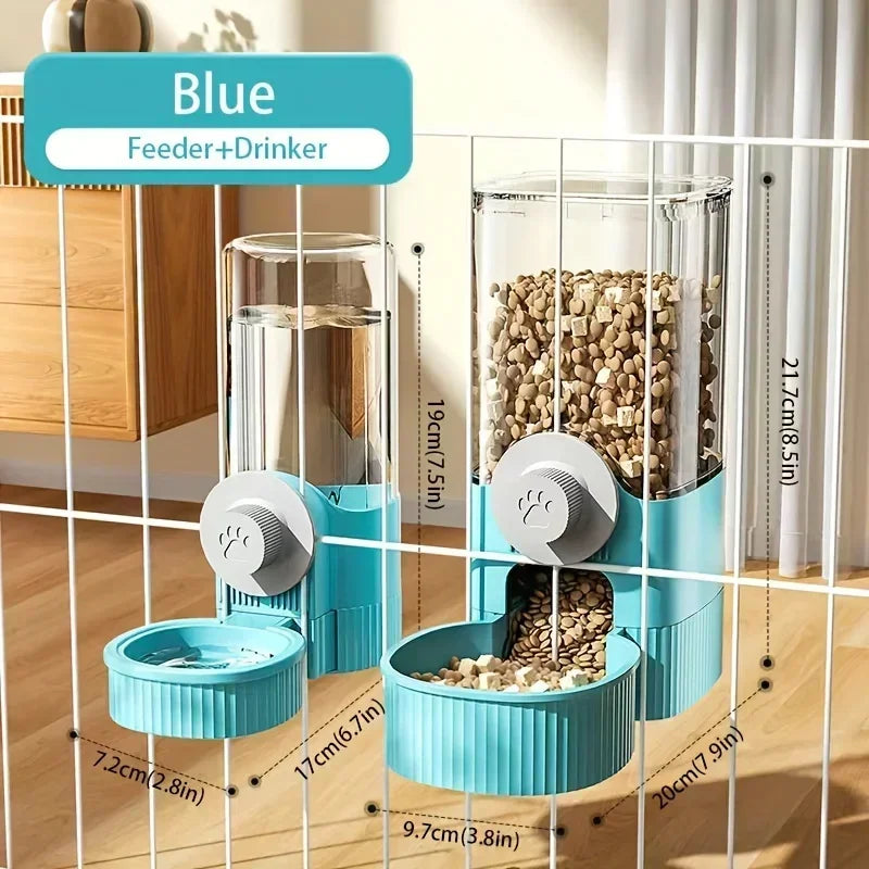 Automatic Pet Water Dispenser and Feeder Set, Hanging Water Dispenser, Automatic Cat Feeder, Dog Hanging Cage Water and Food Supplies, Cat Bowl, Dog Food Bowl
