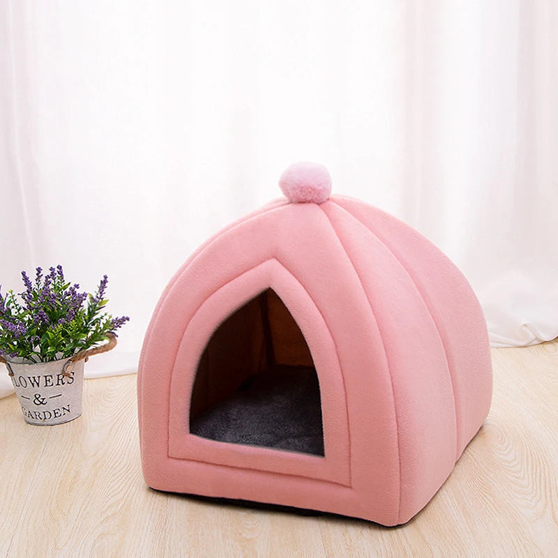 🏠 Cute Plush Cat House Bed