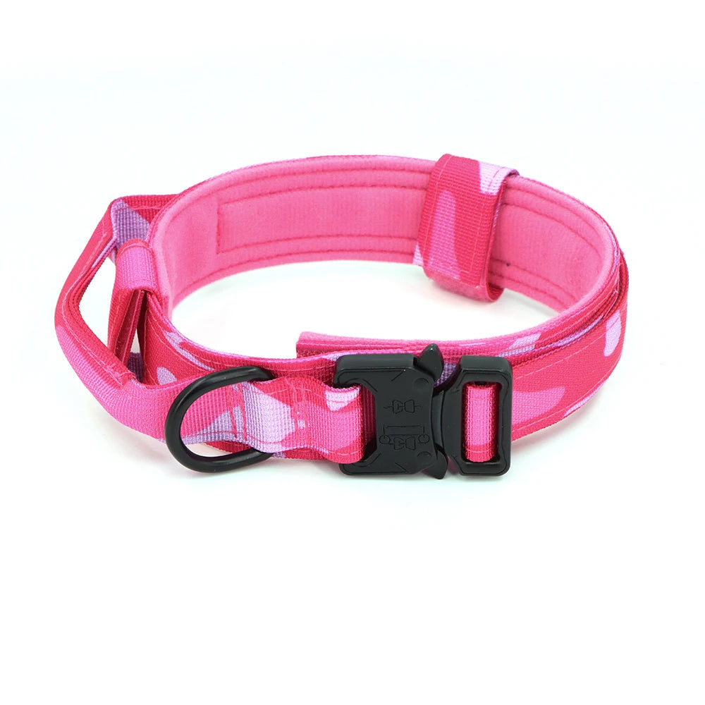 Tactical Dog Collar with Handle Adjustable Military Nylon Collar Comfortable & Durable Heavy Duty for Medium and Large Dogs