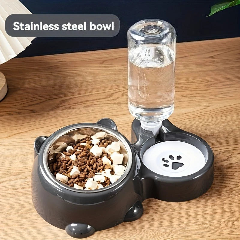 Slanted Pet Feeder & Water Dispenser 🐶🐱💧