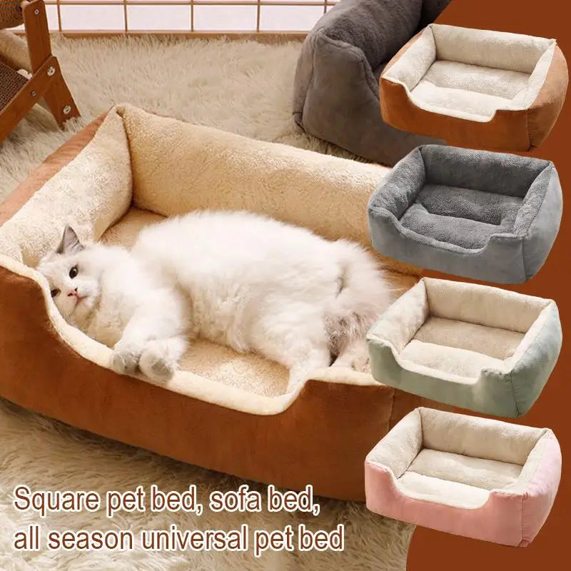 Square Nest Pet Large Dog Bed for Small Medium Dogs Soft Fleece Nest Big Dog Sofa Bed Winter Warm Cat House for Pet ﻿