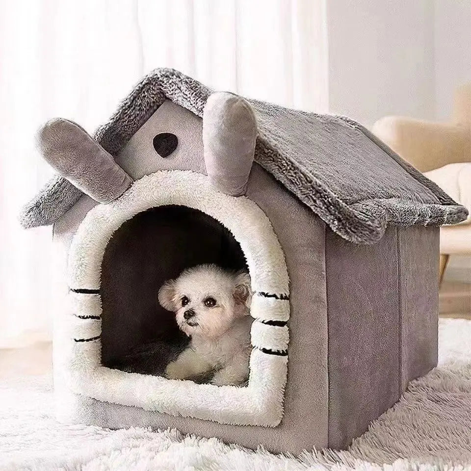🏠 All-Season Cozy Pet House Bed