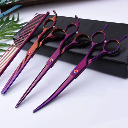 Professional Grooming Shears For Dogs Pet Hair Grooming Scissors Kit with Safety Round Tip