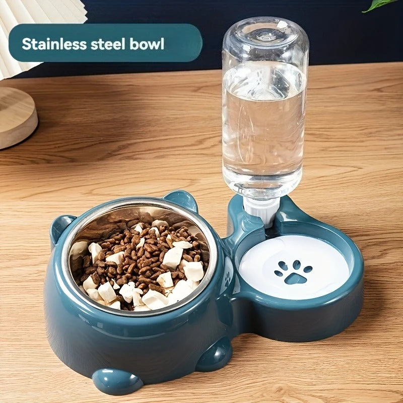 Slanted Pet Feeder & Water Dispenser 🐶🐱💧