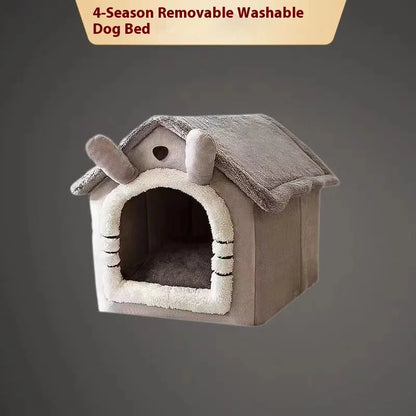 🏠 All-Season Cozy Pet House Bed