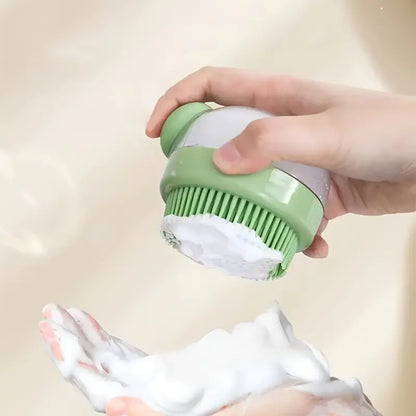 Dog Bath Brush with Soap Dispenser Silicone Bristle Pet Grooming Massage Shampoo Dog Brush Haired Dogs Cats Plastic Bathing Tool