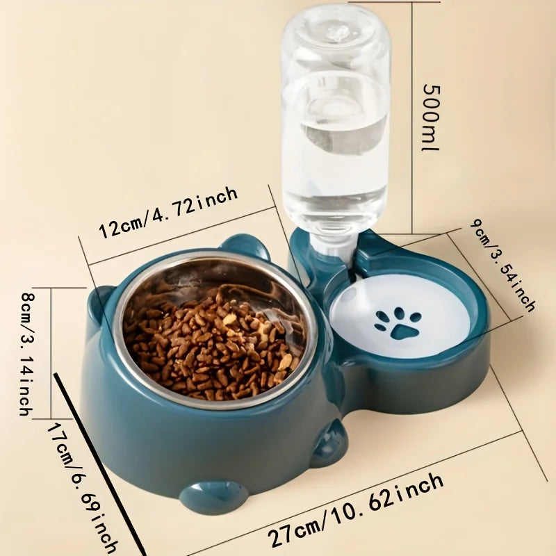 Slanted Pet Feeder & Water Dispenser 🐶🐱💧