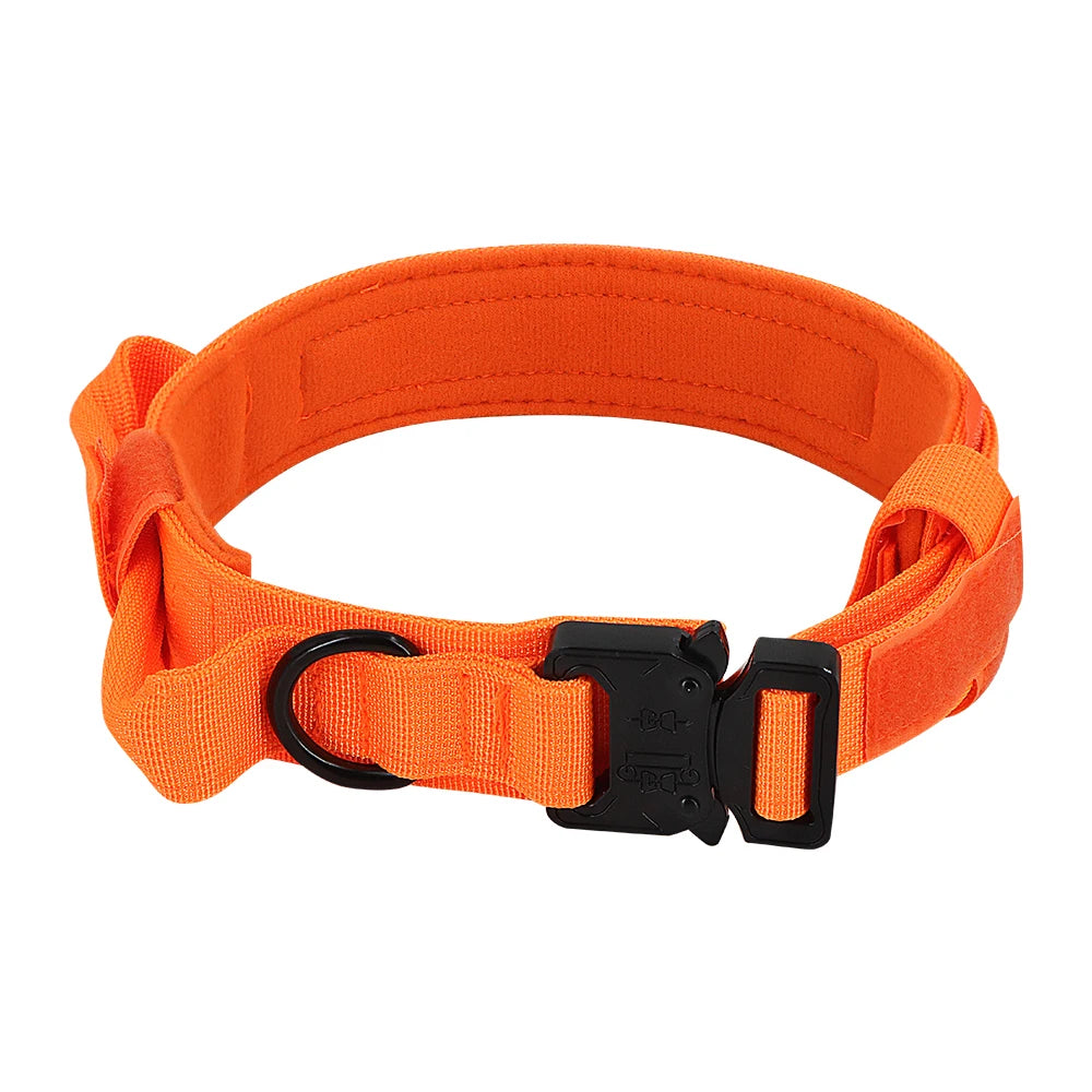 Tactical Dog Collar with Handle Adjustable Military Nylon Collar Comfortable & Durable Heavy Duty for Medium and Large Dogs