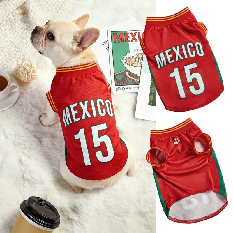 Pet Soccer Jersey Dog & Cat Breathable Mesh T-Shirt Summer Puppy Sports Vest