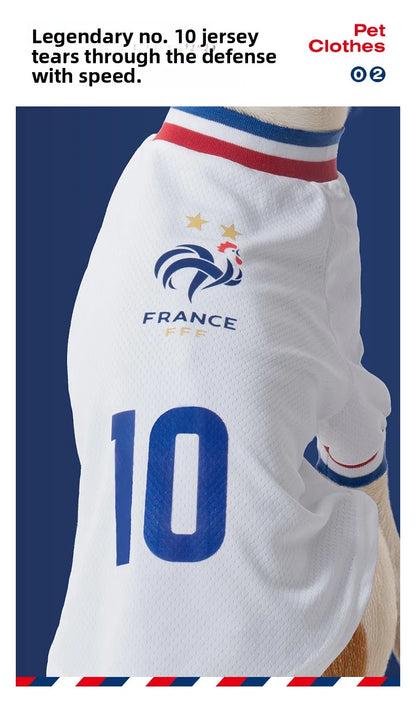 French Football team Pet Breathable Mesh Jersey Summer Quick Dry Vest Thin Cool T Shirt Clothes for Cats Dogs Puppy