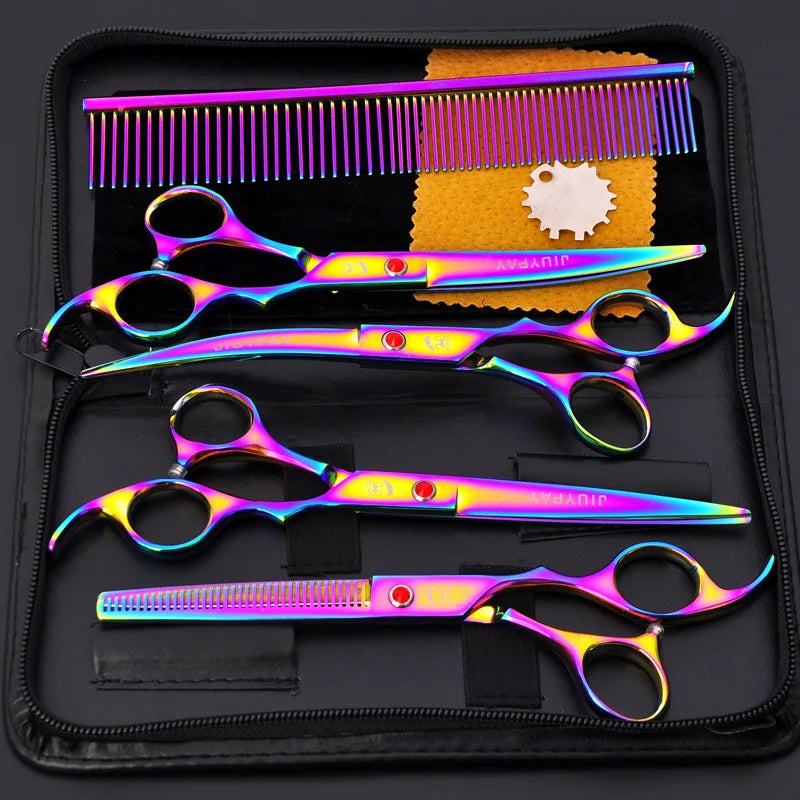 Professional Grooming Shears For Dogs Pet Hair Grooming Scissors Kit with Safety Round Tip