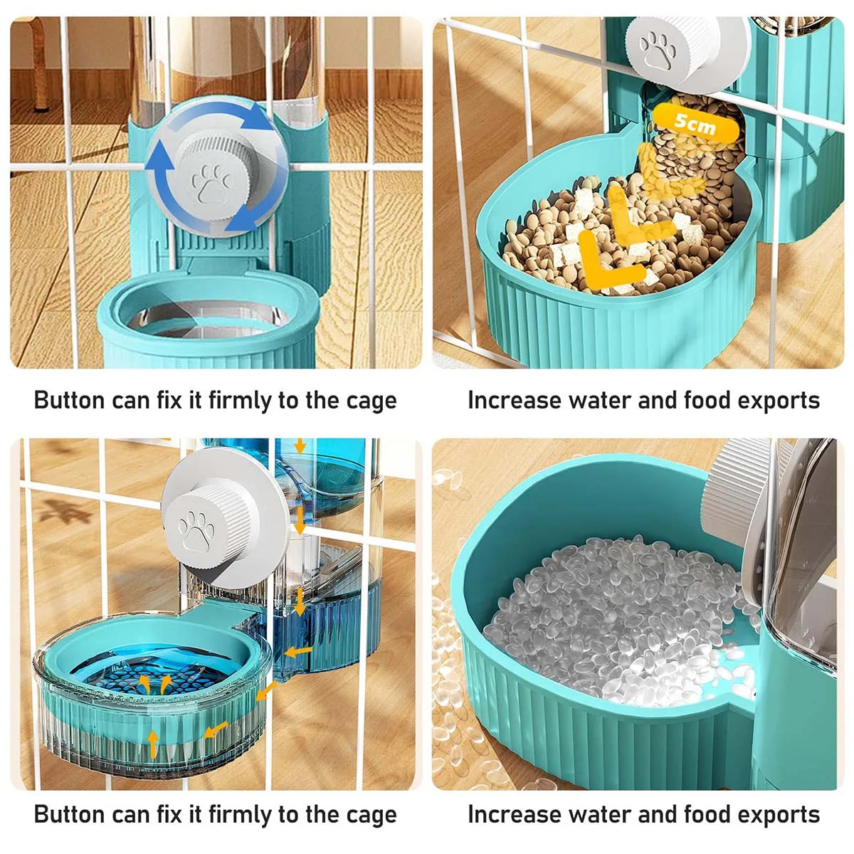 Automatic Pet Water Dispenser and Feeder Set, Hanging Water Dispenser, Automatic Cat Feeder, Dog Hanging Cage Water and Food Supplies, Cat Bowl, Dog Food Bowl