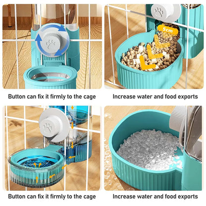 Automatic Pet Water Dispenser and Feeder Set, Hanging Water Dispenser, Automatic Cat Feeder, Dog Hanging Cage Water and Food Supplies, Cat Bowl, Dog Food Bowl