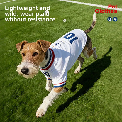 French Football team Pet Breathable Mesh Jersey Summer Quick Dry Vest Thin Cool T Shirt Clothes for Cats Dogs Puppy