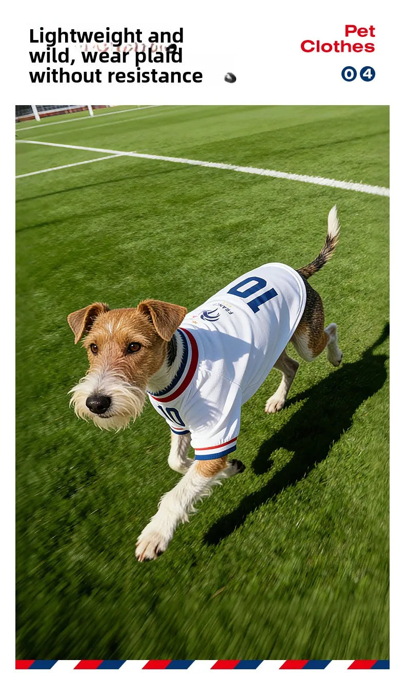 French Football team Pet Breathable Mesh Jersey Summer Quick Dry Vest Thin Cool T Shirt Clothes for Cats Dogs Puppy