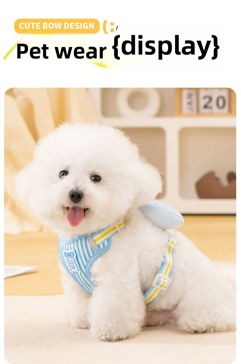 Dog harness with bow, all-season small breed no-pull leash, anti-escape leash for pet walking and gardening