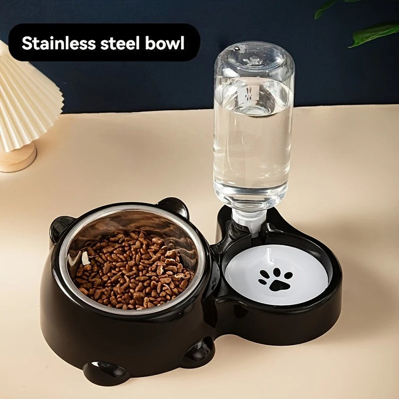 Slanted Pet Feeder & Water Dispenser 🐶🐱💧