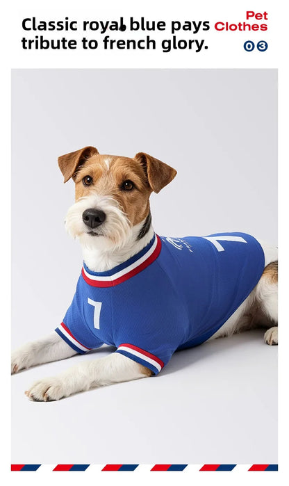 French Football team Pet Breathable Mesh Jersey Summer Quick Dry Vest Thin Cool T Shirt Clothes for Cats Dogs Puppy