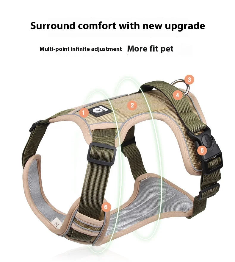 Anti-Pull Reflective Dog Harness with Multi-Point Adjustment No Pull Pet Vest for Pet Dogs Chew Proof and Durable