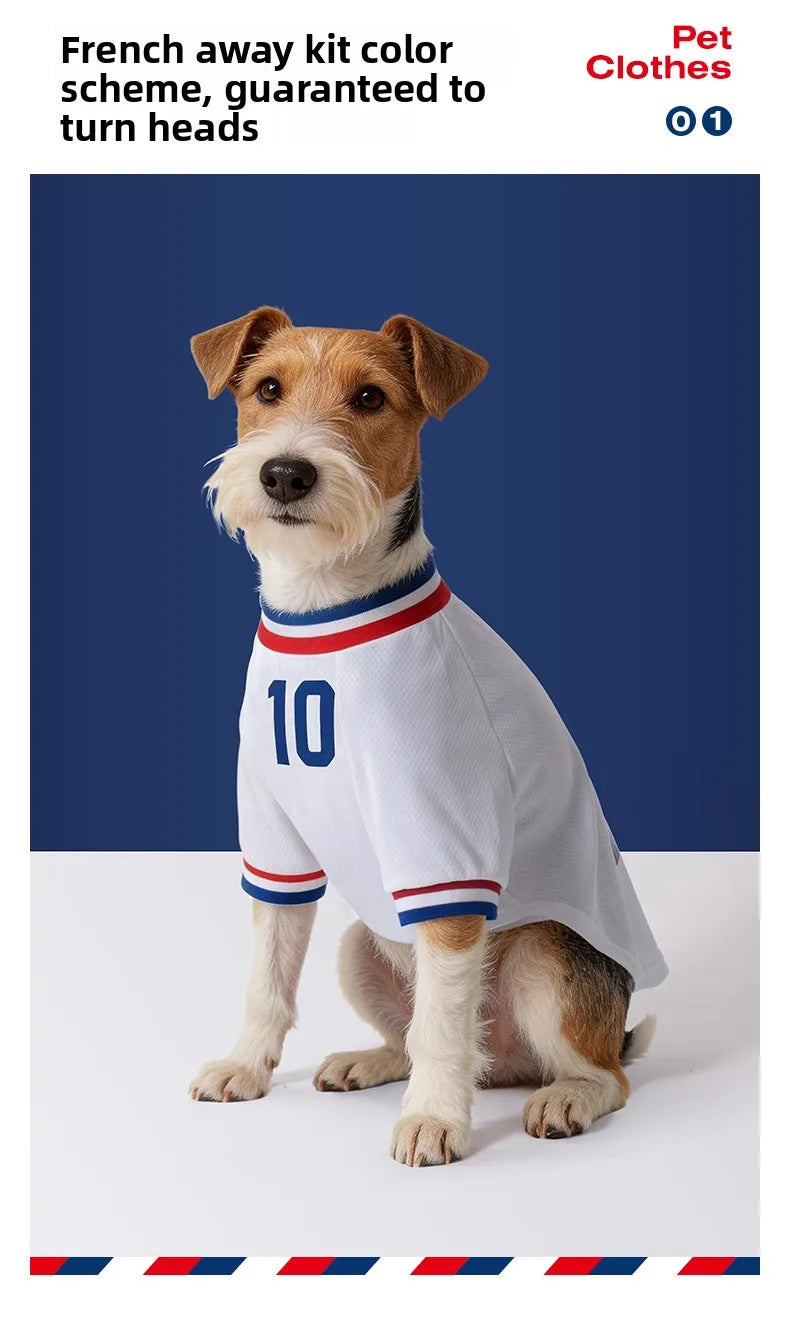 French Football team Pet Breathable Mesh Jersey Summer Quick Dry Vest Thin Cool T Shirt Clothes for Cats Dogs Puppy