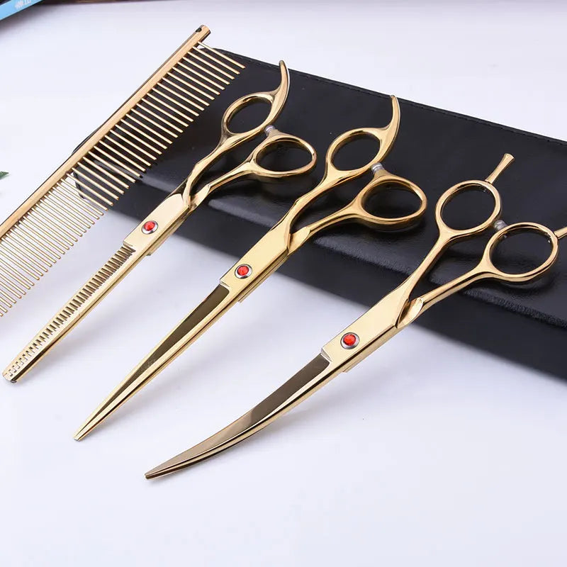 Professional Grooming Shears For Dogs Pet Hair Grooming Scissors Kit with Safety Round Tip