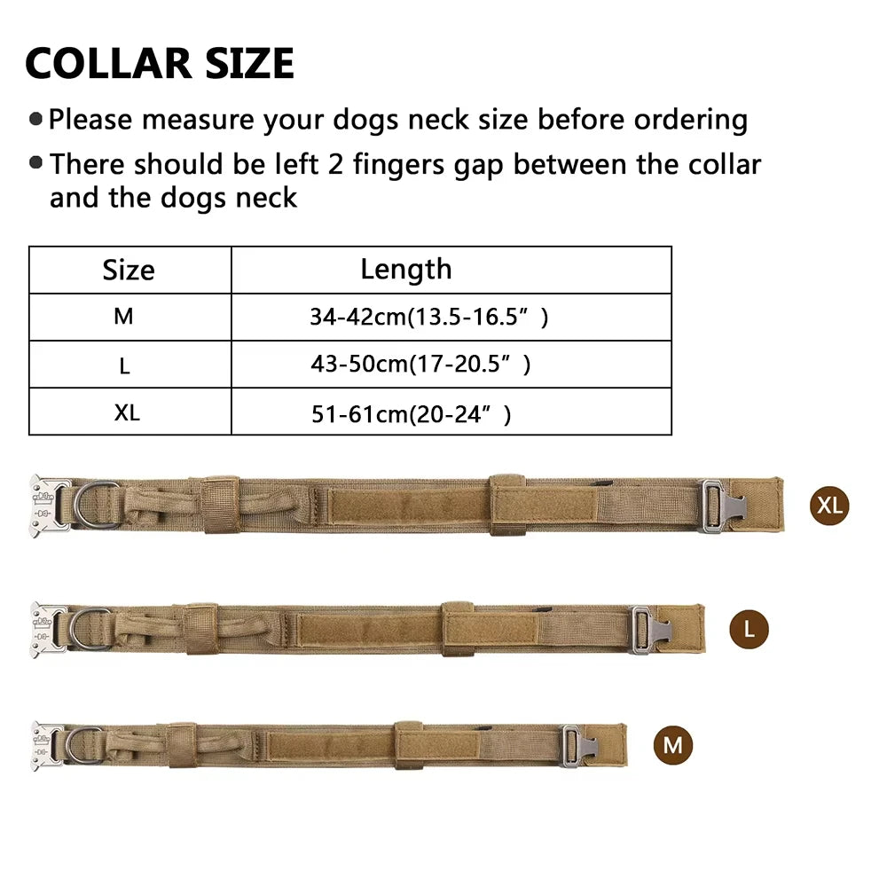 Tactical Dog Collar with Handle Adjustable Military Nylon Collar Comfortable & Durable Heavy Duty for Medium and Large Dogs