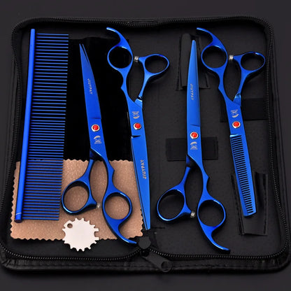 Professional Grooming Shears For Dogs Pet Hair Grooming Scissors Kit with Safety Round Tip