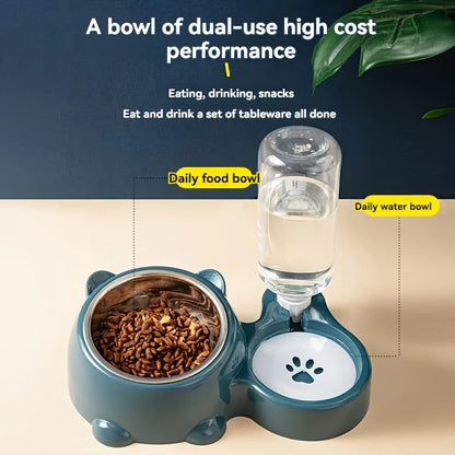 Slanted Pet Feeder & Water Dispenser 🐶🐱💧