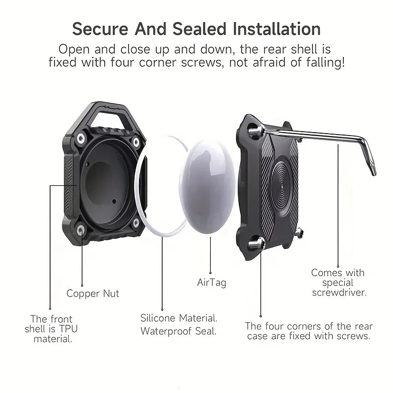 Airtag Protective Case – Sturdy & Durable, Compatible with Pet Collars, Keychains, Backpacks, Travel Bags & Camera Straps